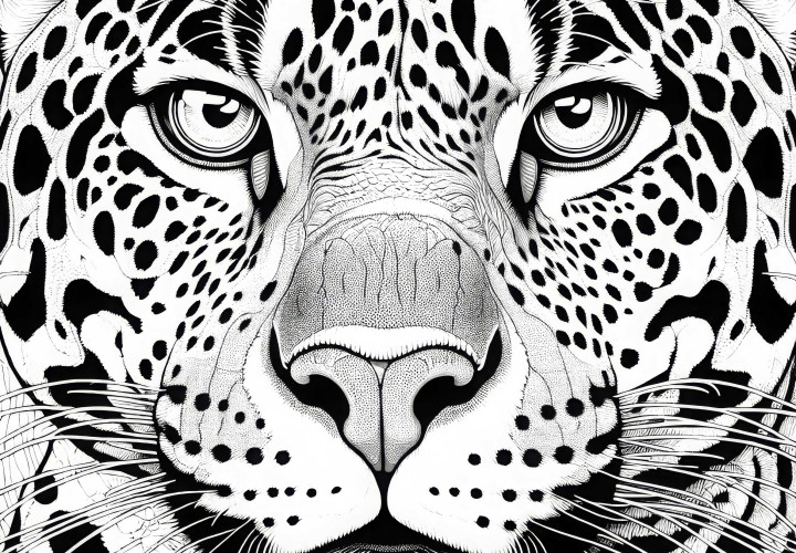 재규어 초상: 세밀한 색칠하기 그림 (무료)