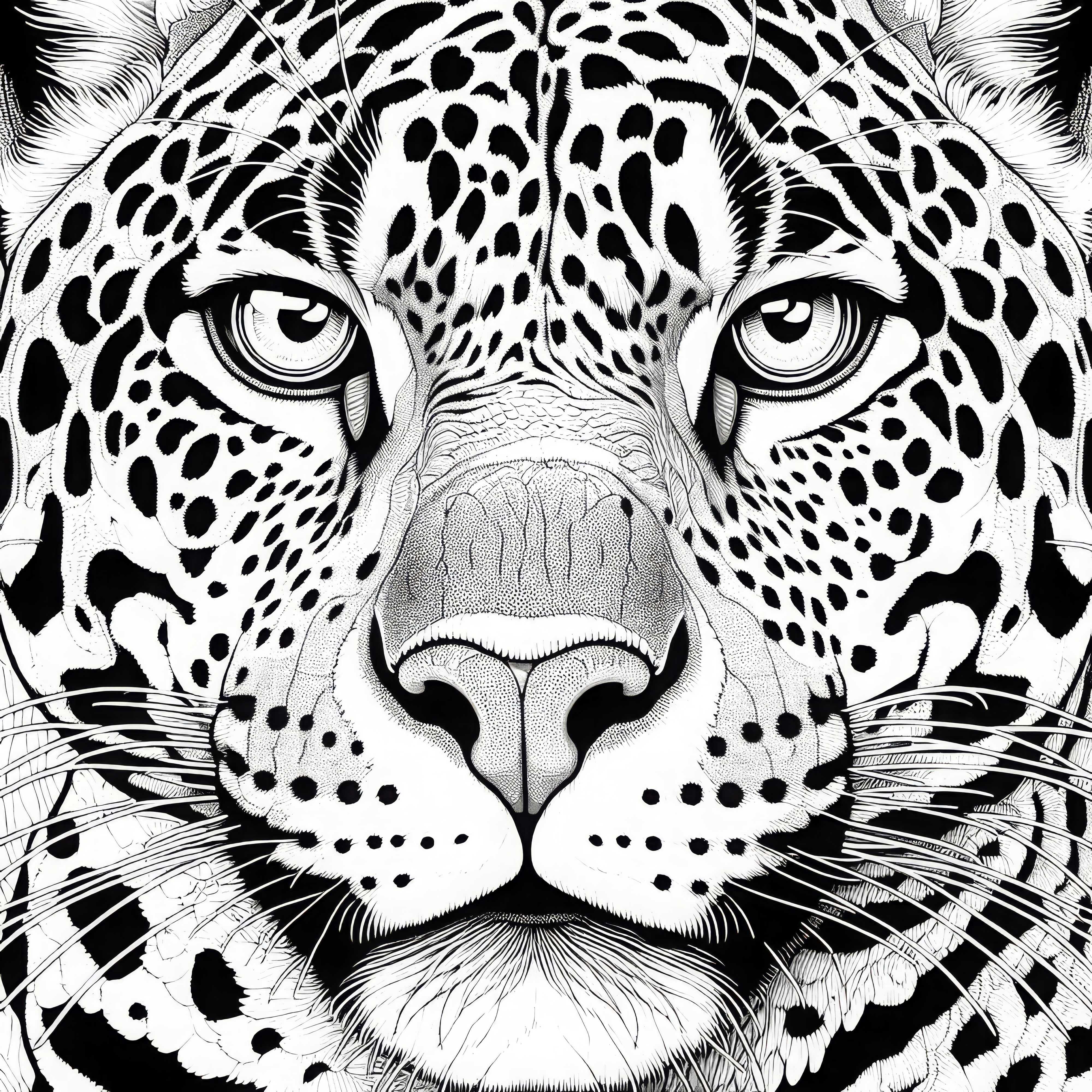 Portrait de jaguar : Image à colorier riche en détails (Gratuit)
