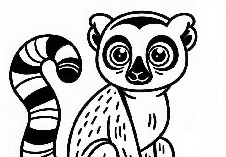 Coloring page of a lemur to color and download