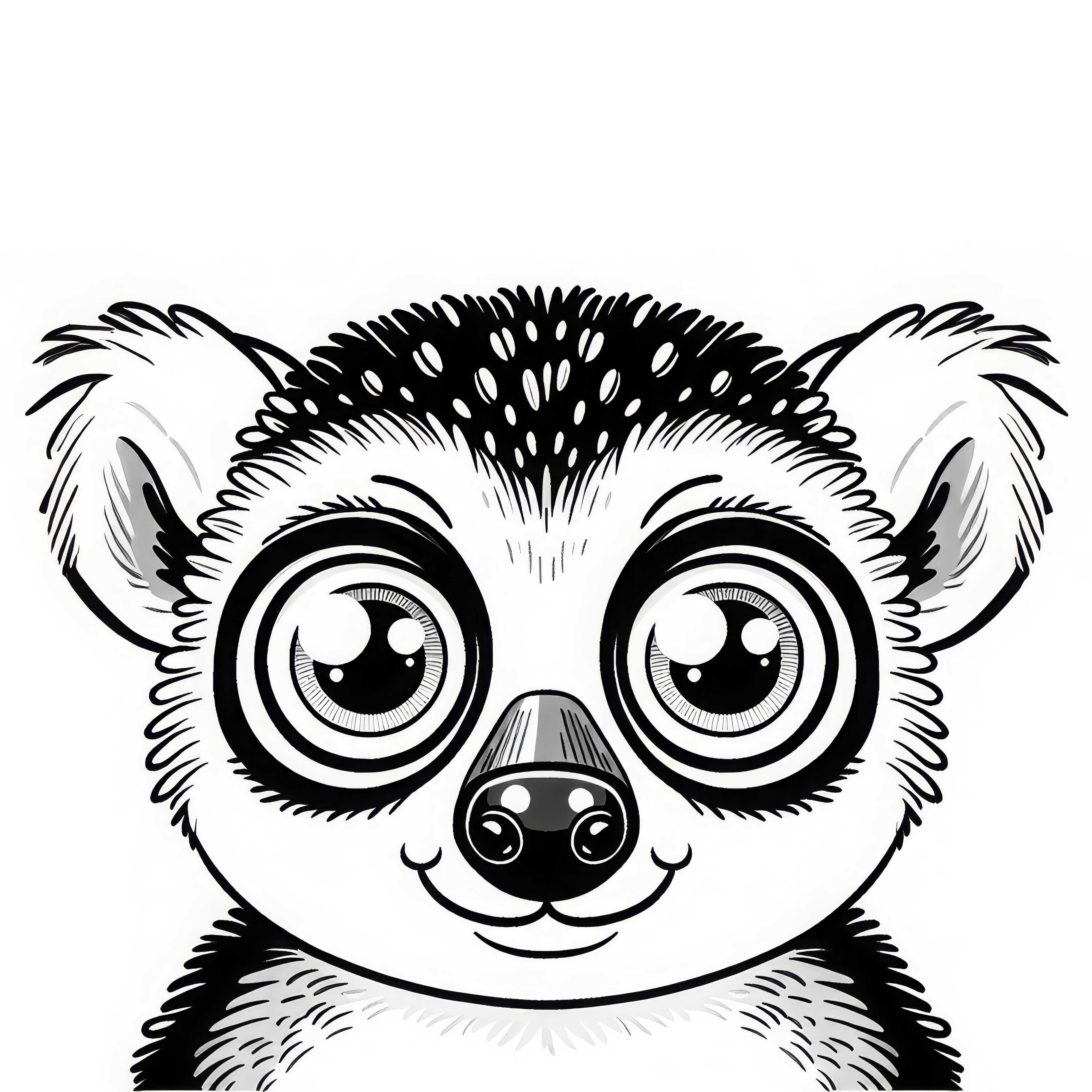 Lemure olha com olhos enormes diretamente para a câmera – Modelo de coloração gratuito Lêmur olha com grandes olhos diretamente para a câmera - Modelo de colorir gratuito