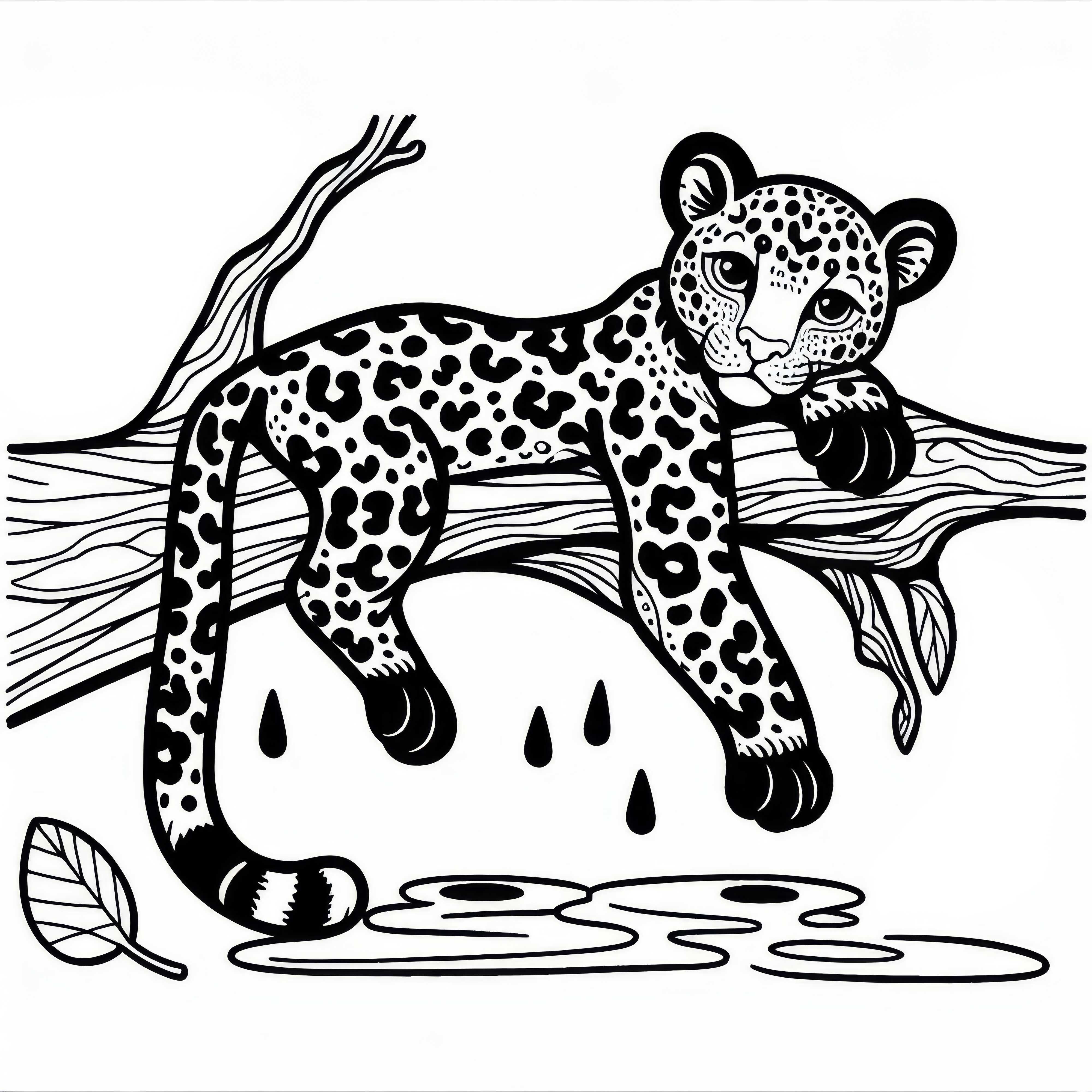 Leopardo en una rama: Imagen para colorear para descargar (Gratis)
