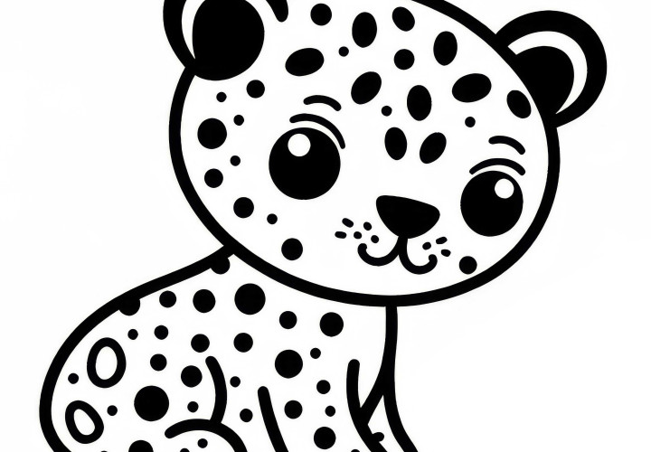Dibujo para colorear de un leopardo para descargar (gratis) Imagen para colorear de leopardo para descargar (gratis)