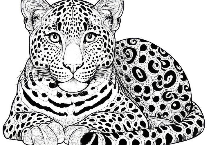 Imagen para colorear detallada de un leopardo: Gratis para descargar Imagen para colorear detallada de un leopardo: Gratis para descargar
