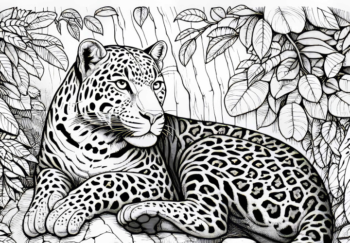 Leopardo sobre rocas frente a pared de piedra: Plantilla para colorear para descargar (Gratis) Leopardo sobre roca frente a pared de piedra: Plantilla para descargar (Gratis)