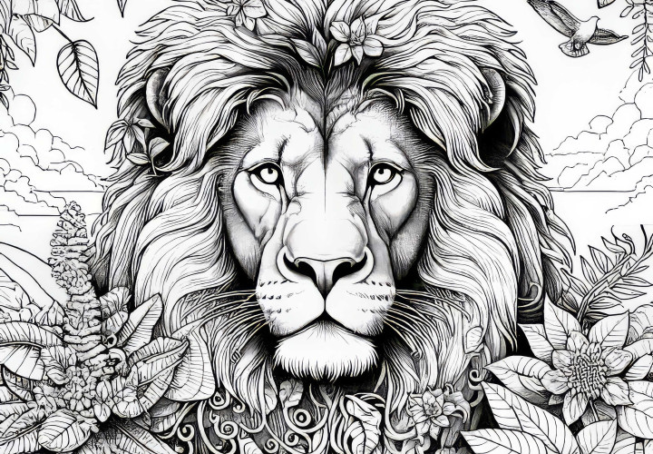 Disegno da colorare di leone: Ricco di dettagli e gratuito da scaricare Illustration da colorare di leone: Ricca di dettagli e gratuita da scaricare