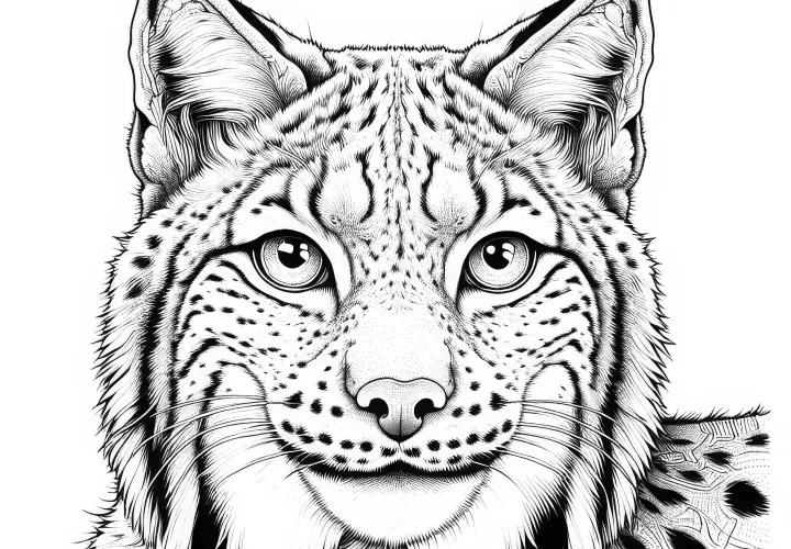 Imagini de colorat cu capul de lince pentru descărcare (Gratuit)