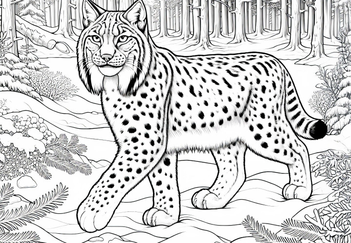 Lühe jookseb läbi lumine metsa: Värvimisleht allalaadimiseks (Tasuta)