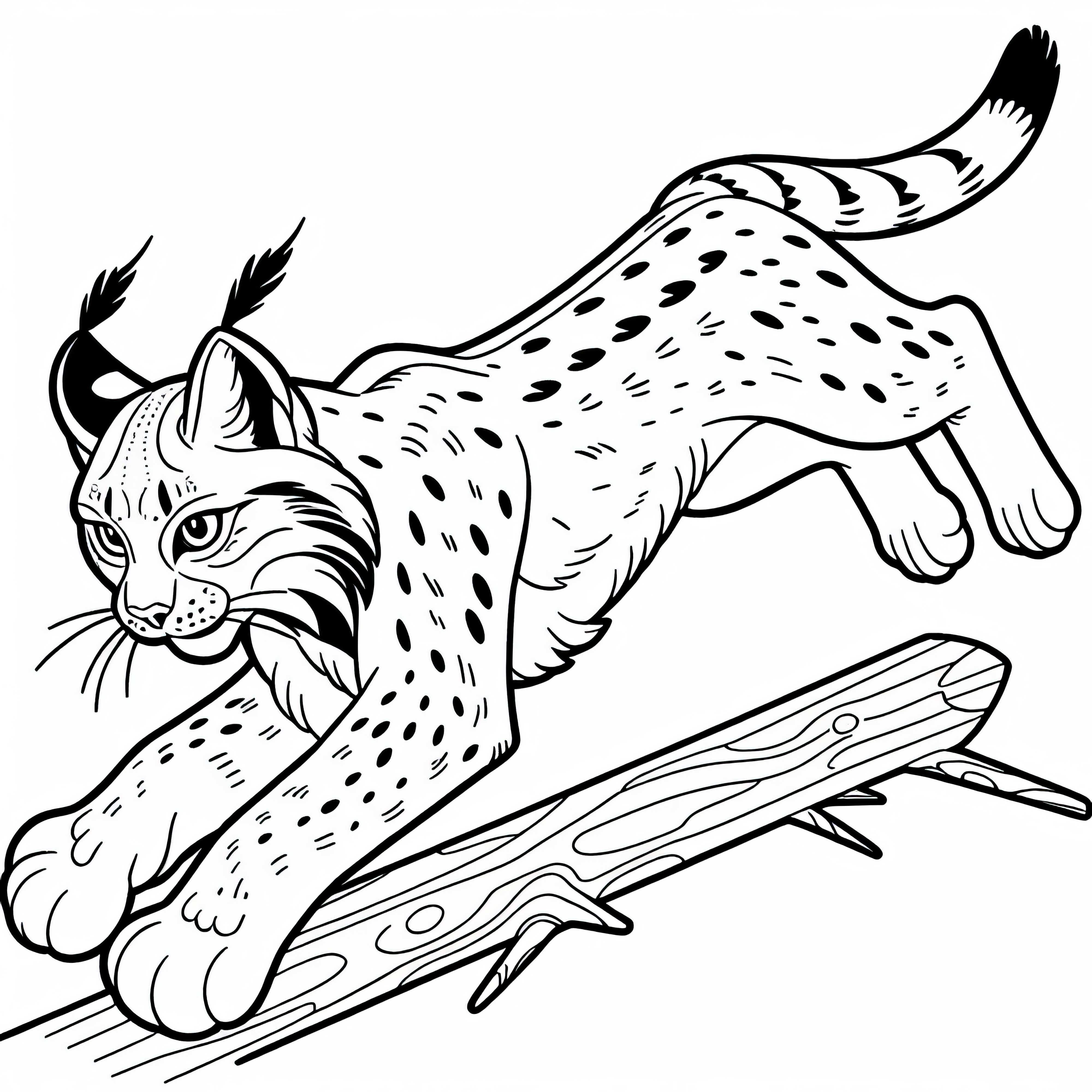 Lynx jumps quickly towards its prey: Simple coloring page (Free) Lynx jumps quickly towards prey: Simple coloring picture (Free)