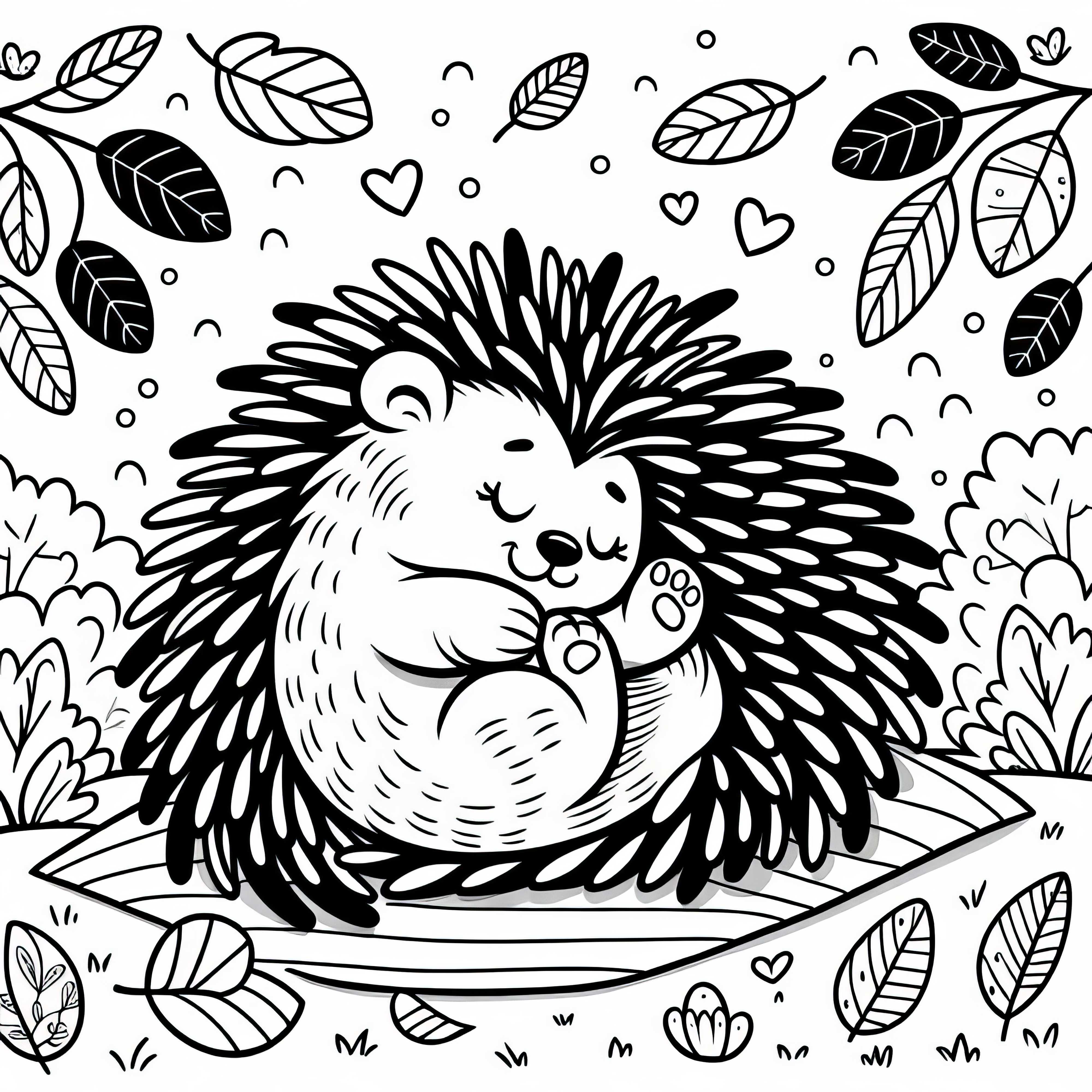 The porcupine curls up - Free coloring page The porcupine curls up - Free coloring page
