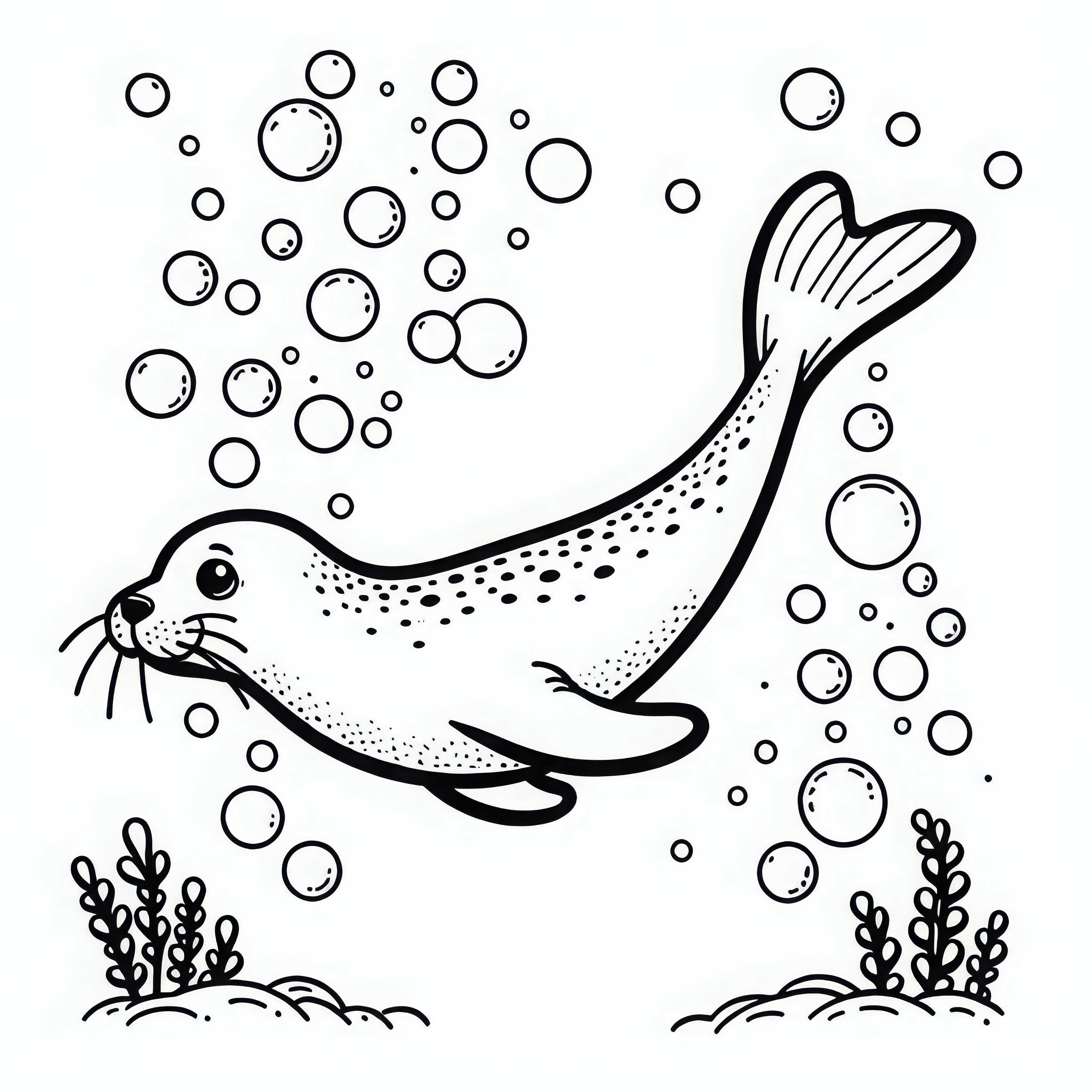 Seal dives elegantly into the sea - Coloring page simple free Seal dives elegantly into the sea – Coloring page simple and free