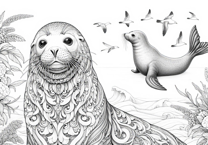 Seal Coloring Page - Detailed and Free