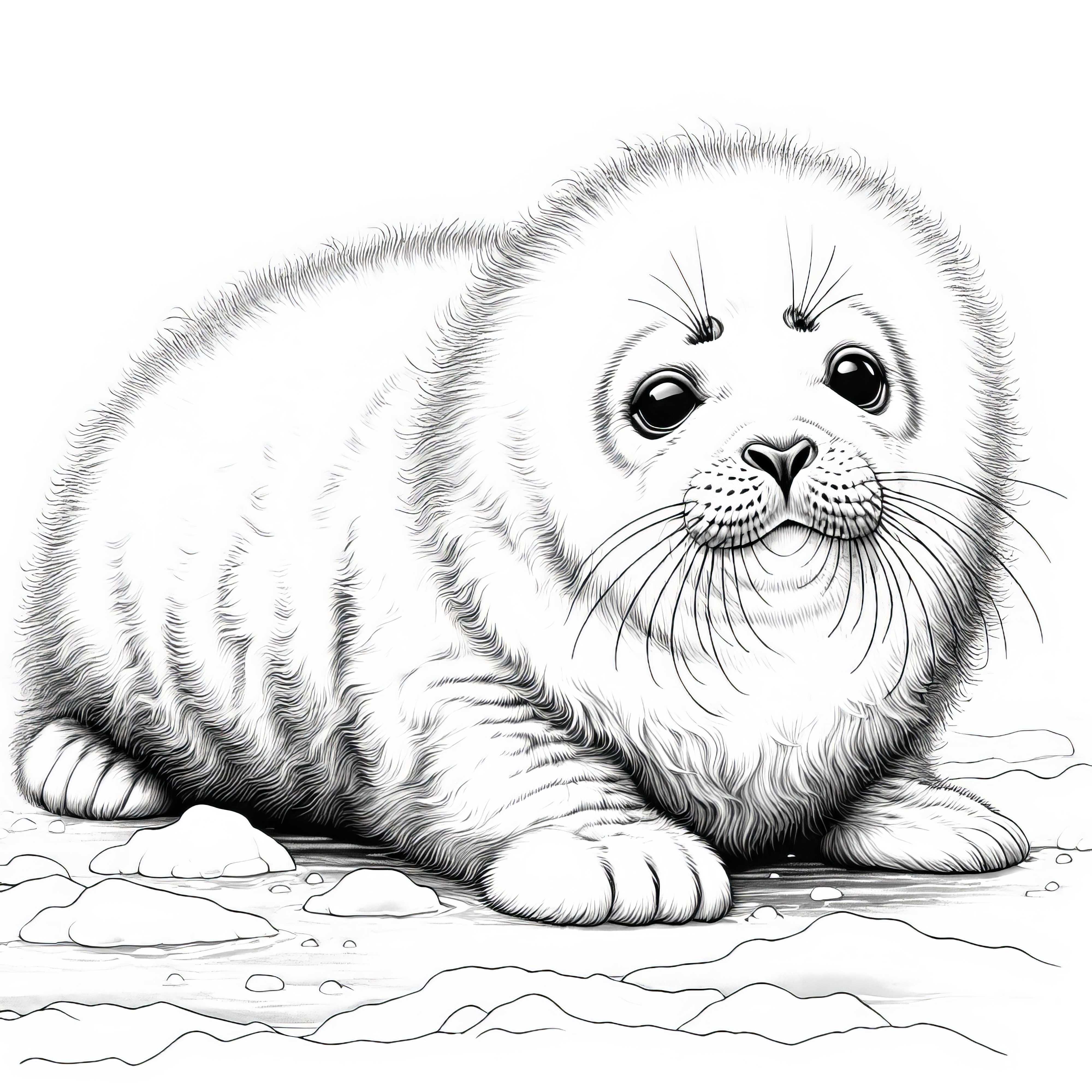 Little seal with fluffy fur - Coloring page free to download Little seal with fluffy fur - Coloring page free to download