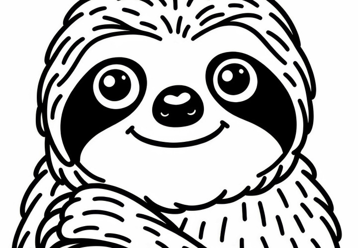 Un paresseux regarde curieusement la caméra : Modèle de coloriage simple (Gratuit) Paresseux regarde curieusement la caméra : Modèle de coloriage simple (Gratuit)