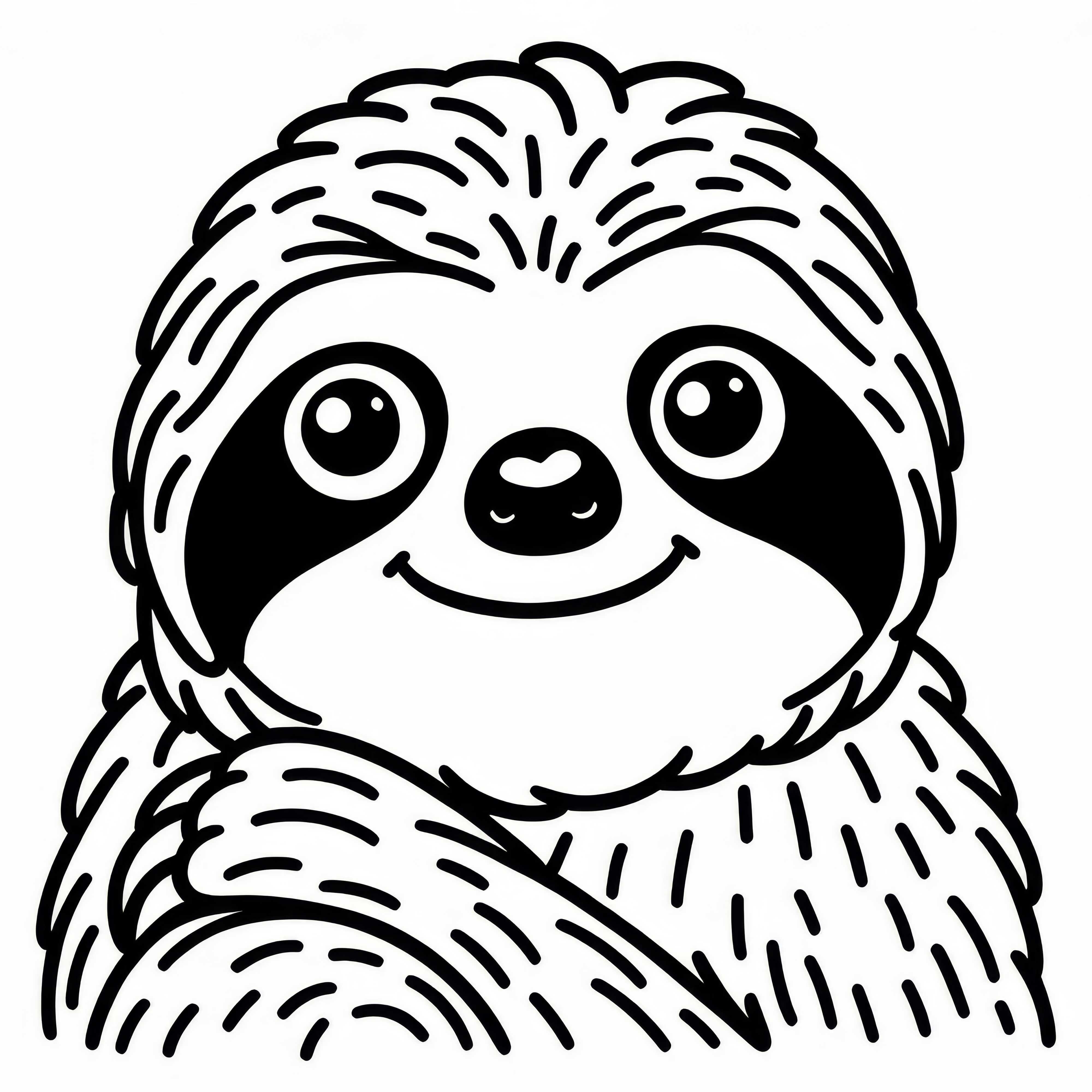 Un paresseux regarde curieusement la caméra : Modèle de coloriage simple (Gratuit)