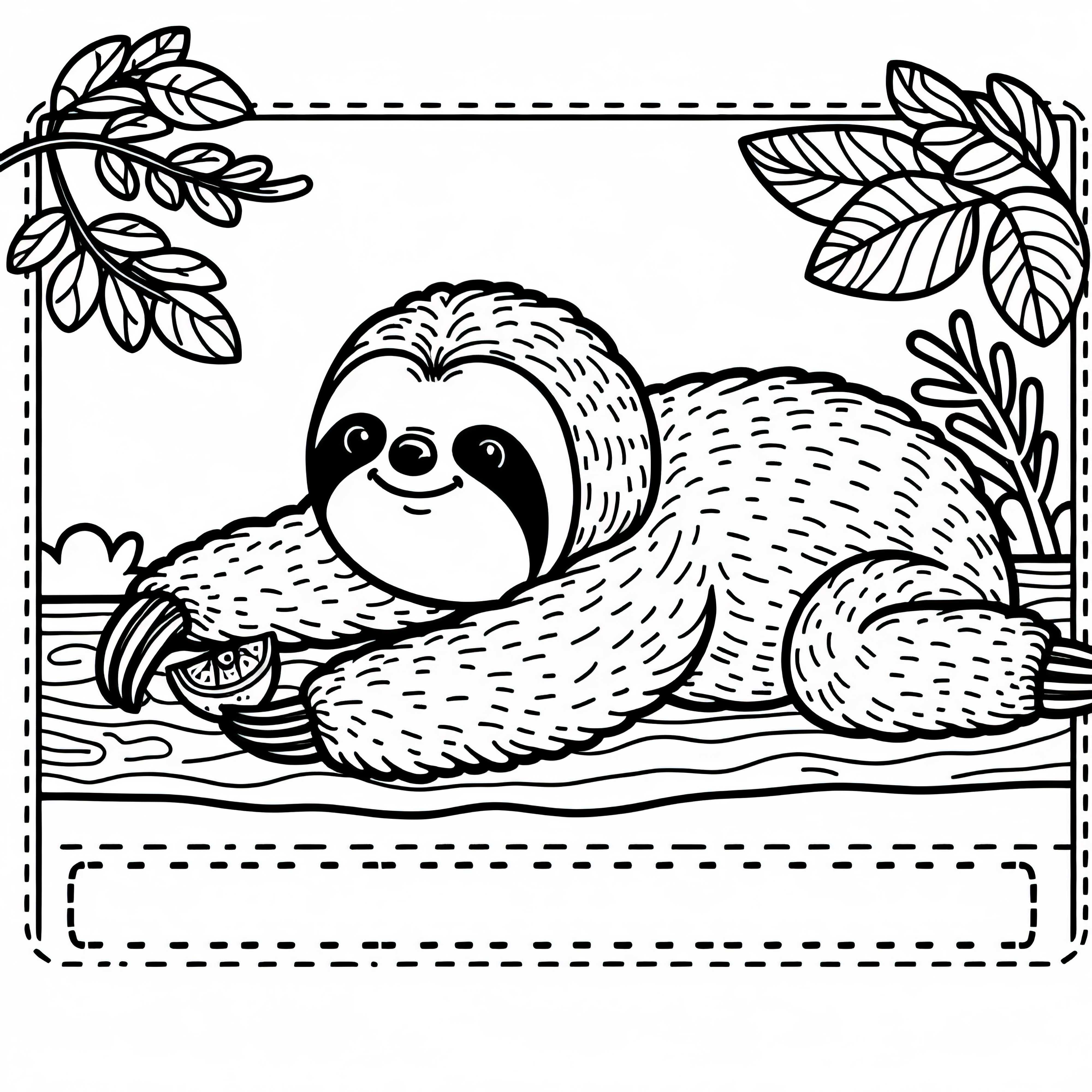 Paresseux tend la patte vers un fruit : Image à colorier gratuite