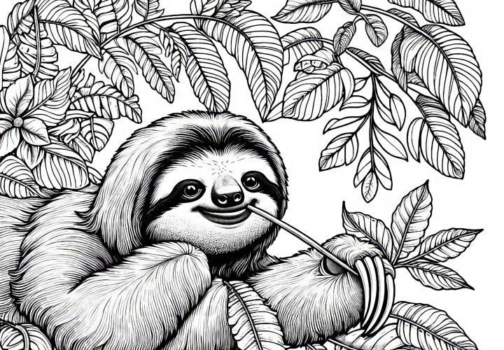 Modèle de coloriage paresseux : Téléchargement gratuit Modèle de coloriage de paresseux : Téléchargement gratuit