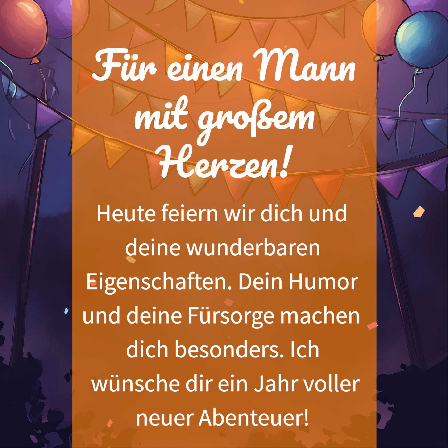 Warme Geburtstagskarte für Männer mit aufrichtigen Wünschen und ansprechendem Layout
