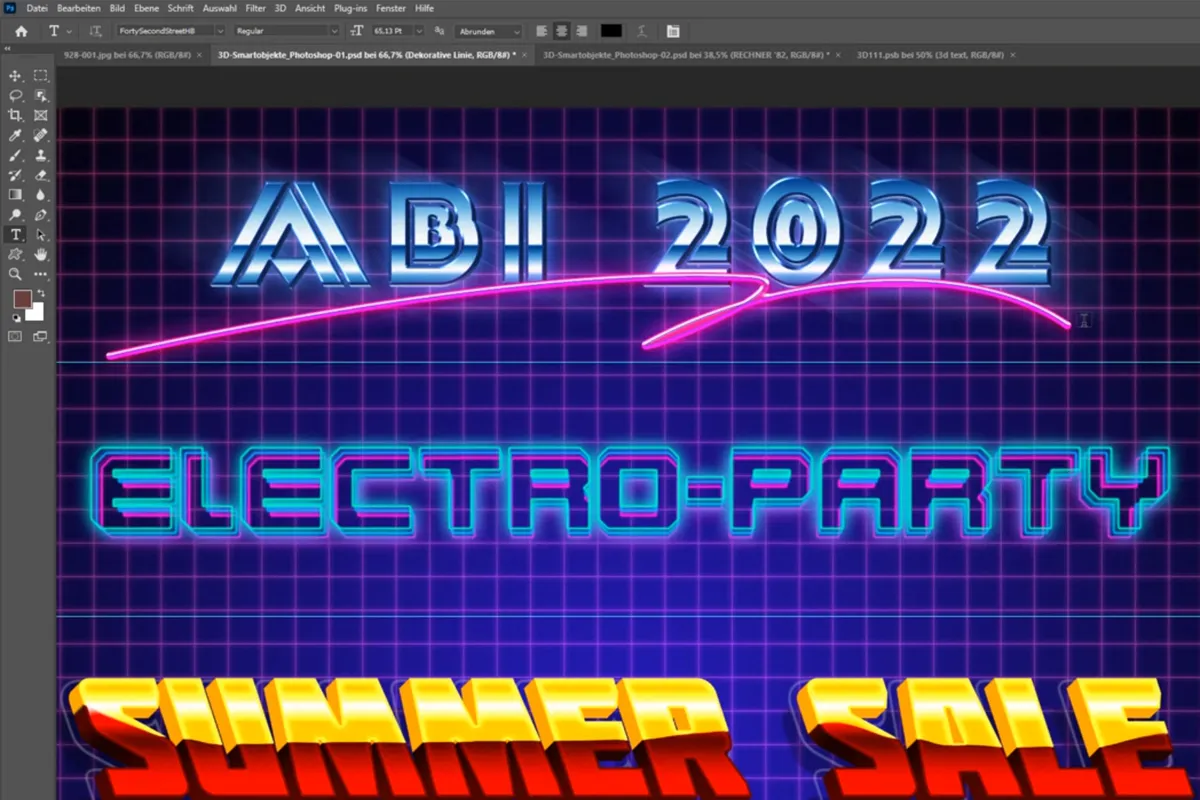Guida a Photoshop: Come utilizzare gli effetti 3D per ottenere uno stile retro-neon
