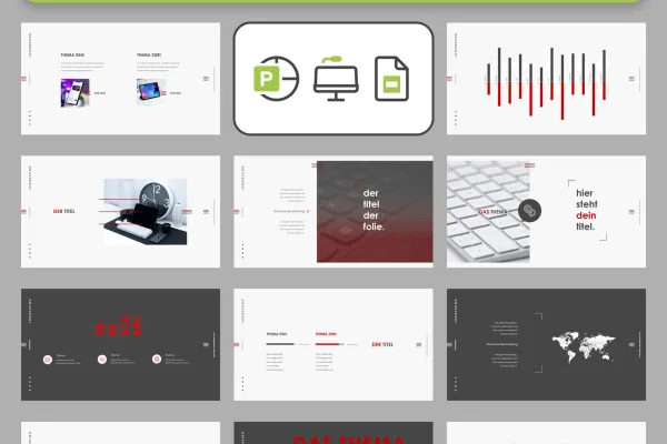 Folien-Vorlagen im Attention-Design für PowerPoint, Keynote und Google Slides