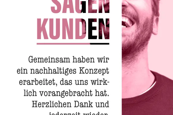 Viel Text ins Banner? Schau dir an, wie du zum Beispiel Kundenstimmen perfekt in Szene setzt!