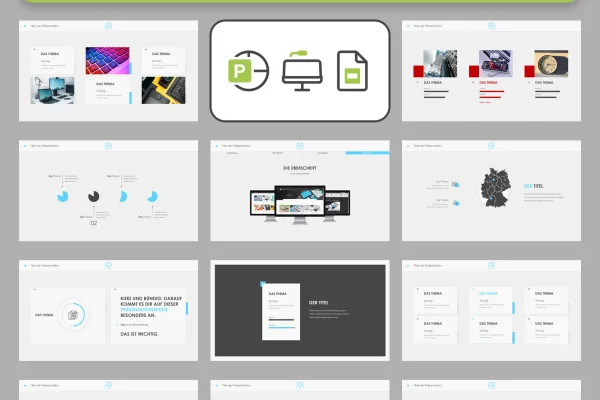 Заготовки слайдів у дизайні Play для PowerPoint, Google Slides та Keynote.