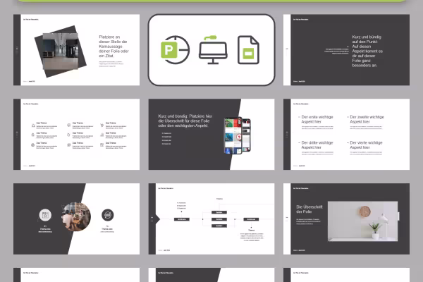 Preview slide templates in WatchIt design for PowerPoint, Google Slides and Keynote