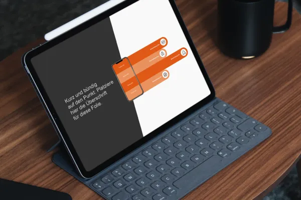 Eksempel på slideskabeloner i WatchIt-design til PowerPoint, Google Slides og Keynote.