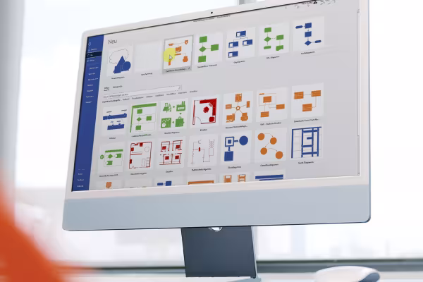Näyttökuva Microsoft Visio -kurssilta