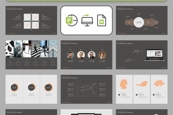 Vorschau auf Templates für PowerPoint, Keynote und Google Slides im Simplex-Look