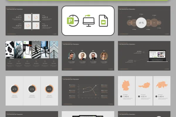 Προεπισκόπηση προτύπων για PowerPoint, Keynote και Google Slides σε απλό σχεδιασμό Simplex.