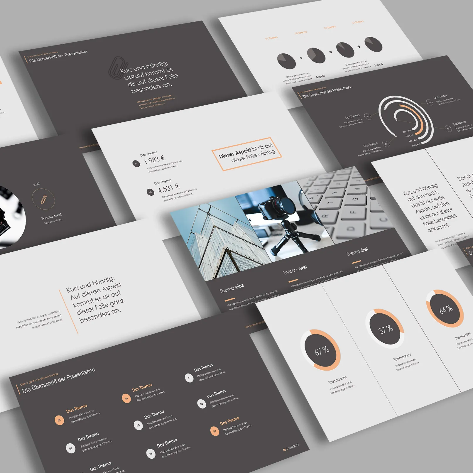 Pratinjau template untuk PowerPoint, Keynote, dan Google Slides dengan tampilan Simplex.