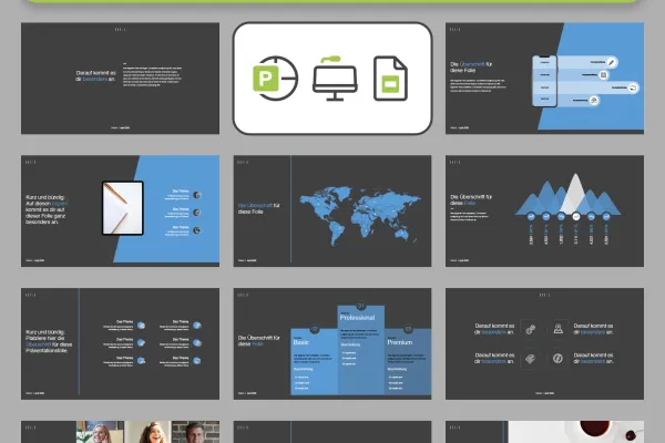 PowerPoint, Keynote ve Google Slides için puan tasarımının önizlemesi