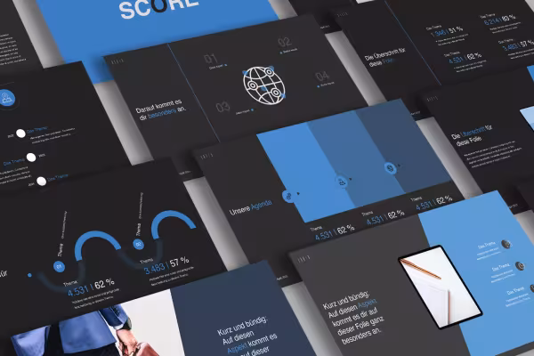 Preview of the score design for PowerPoint, Keynote and Google Slides