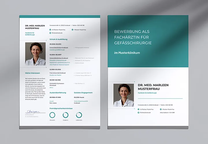 Bewerbungsvorlage Arzt/Ärztin – Design-Muster für Word, InDesign und Affinity Publisher