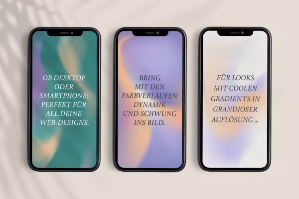 Smartphones mit Farbverläufen im Hintergrund