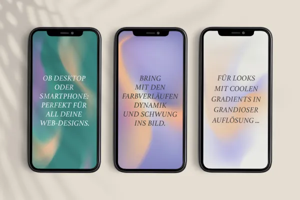 Smartphones with color gradients in the background