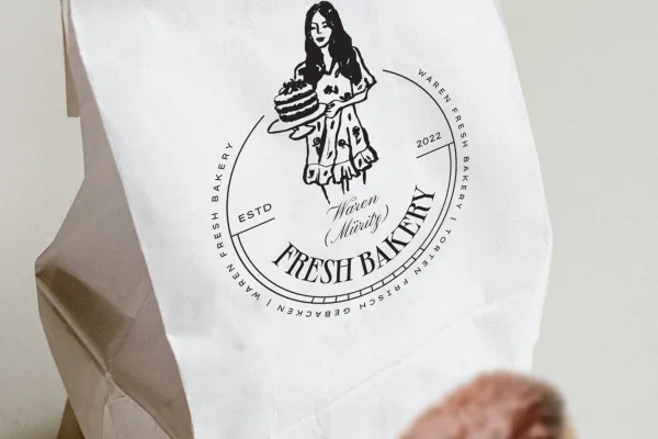 Papiertüte mit einem Logo einer Bäckerei
