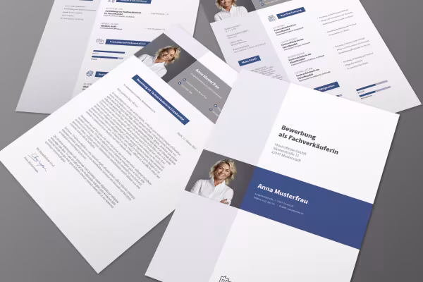 Søknadsmal for selger med forsiden, CV og søknadsbrev-layout.