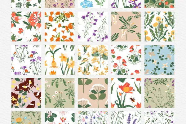 30 Texturen mit Wildblumen