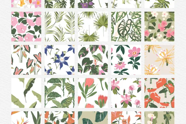 30 Texturen mit tropischen Pflanzen