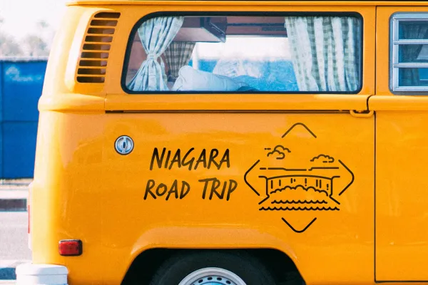 Icon mit Niagarafällen auf einem Bus