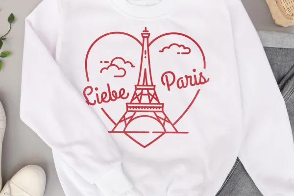 Icon des Pariser Eiffelturms auf einem Pullover