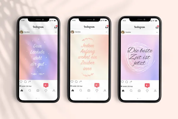 Verschiedene Farbverläufe als Hintergründe in Social-Media-Posts