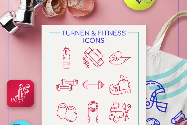 Set mit 100 Icons rund um die Themen Sport, Fußball, Basketball, Tennis und Co.