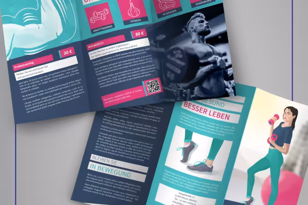 Flyer for fitness studio with sports icons