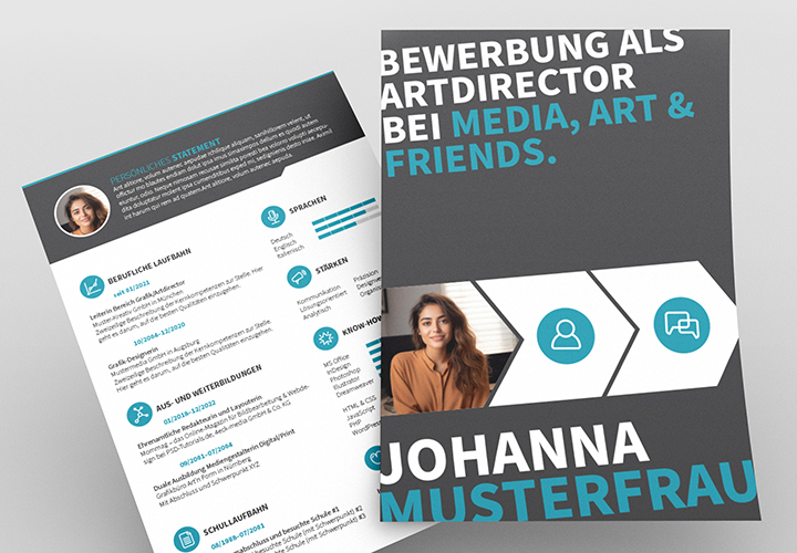 Bewerbung als Grafikdesigner/-in – Design-Muster für Deckblatt, Lebenslauf und Anschreiben