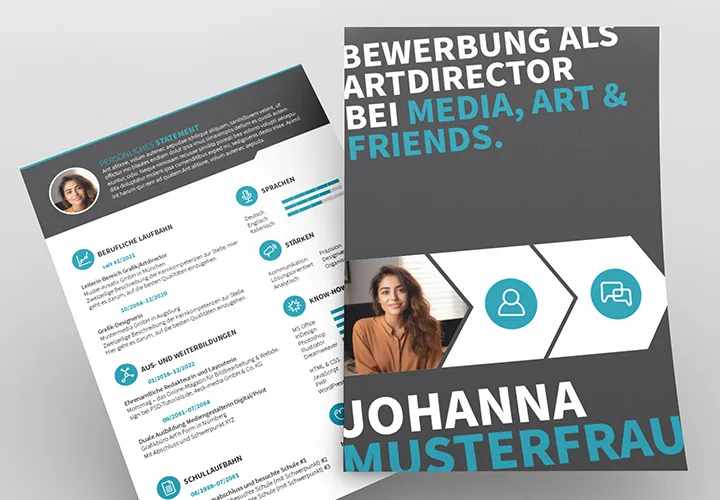 Sollicitatie voor grafisch ontwerper - Ontwerpsjabloon voor voorblad, cv en sollicitatiebrief