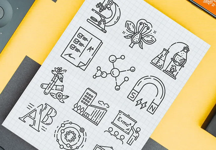 Icon set "Education & Science": 100 symbols from school, university and research