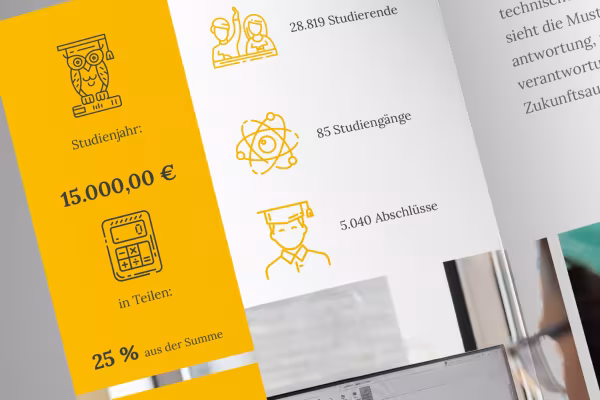 Icônes pour la science, l'école, l'éducation et l'université sur une brochure