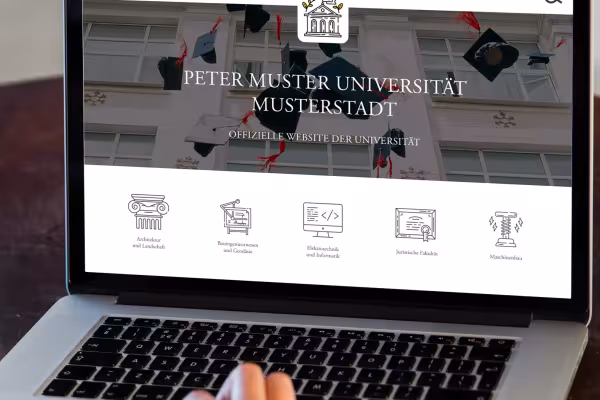 Icônes de la science, de l'école, de l'éducation et de l'université sur un site web.